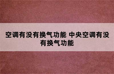 空调有没有换气功能 中央空调有没有换气功能